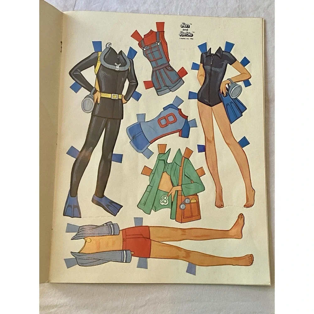 VTG Sunsational Malibu Barbie Paper Doll Book - 1982-1983 Un-Cut Golden